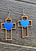 3D Print Christian Cross Faith Earrings Made in America Baha Ranch Western Wear