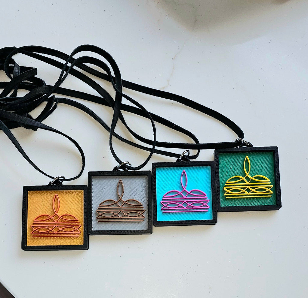 3D Print Picture Necklace on Deerskin Leather Western Bootstitch Made in America Baha Ranch Western Wear