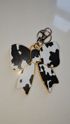 3d Print Puffy Bow Trend Keychain Fringe Cow Print Western Made in America Baha Ranch Western Wear