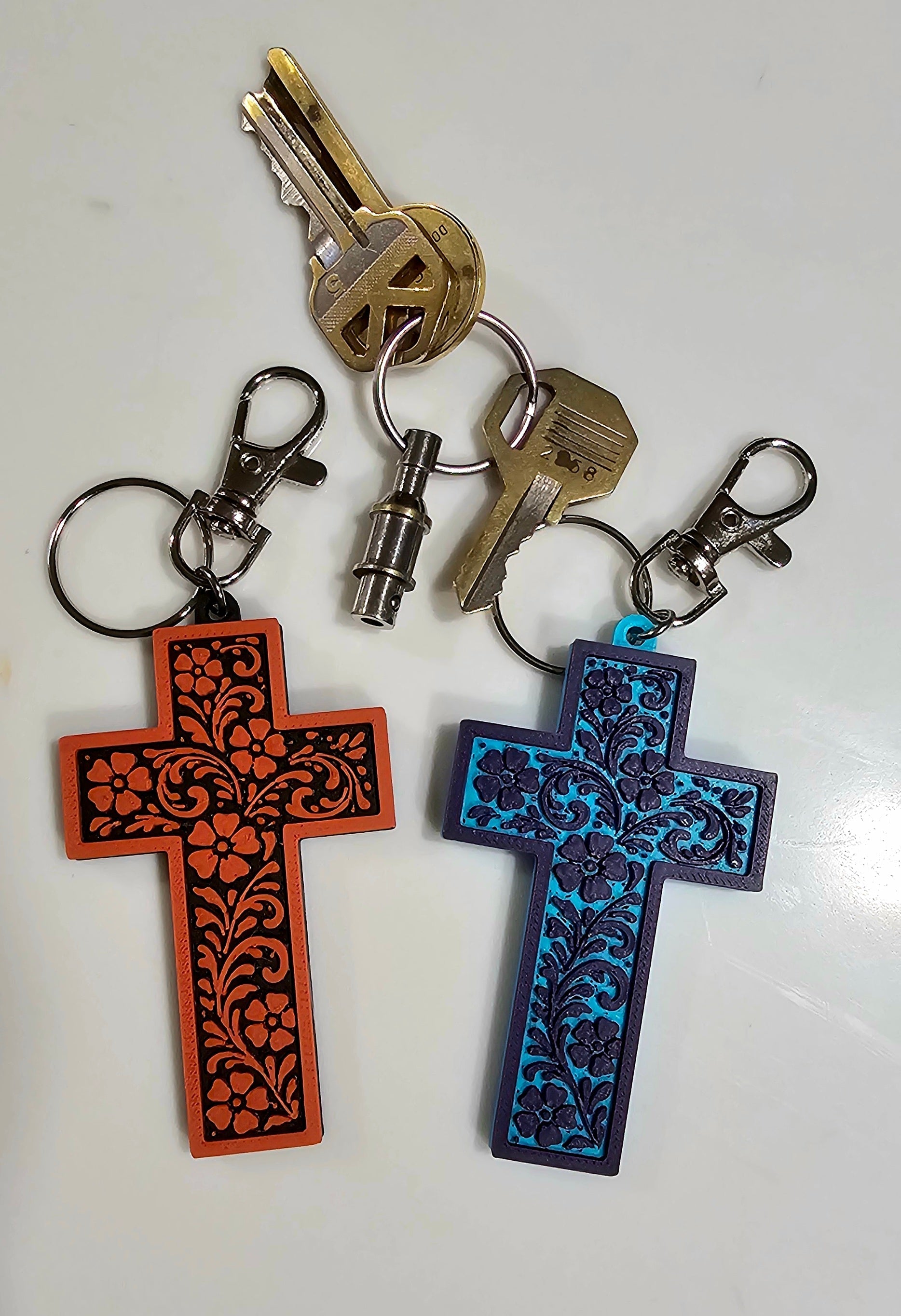 Baha Ranch 3D Faith Tooled Wall Cross or Keychain/Purse Charm Made in America Baha Ranch Western Wear