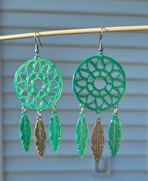 3D Print Dreamcatcher Boho Earrings Made in America Baha Ranch Western Wear