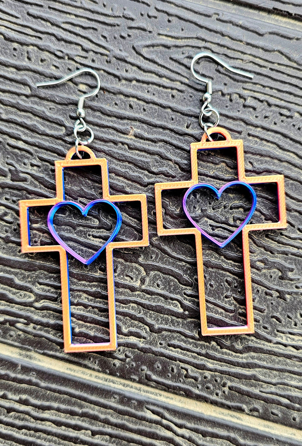 3D Print Christian Cross Faith Earrings Made in America Baha Ranch Western Wear