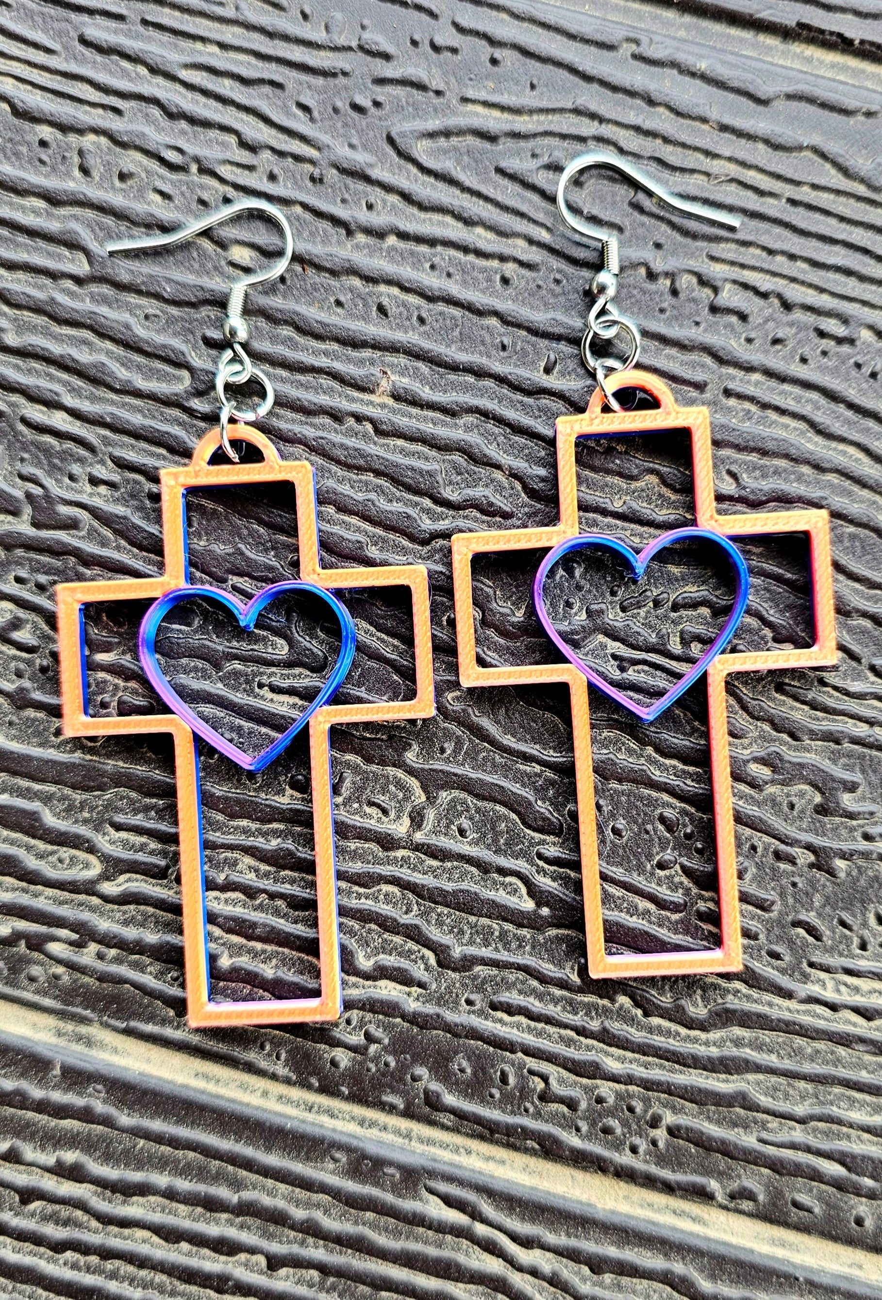 3D Print Christian Cross Faith Earrings Made in America Baha Ranch Western Wear