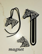 Baha Ranch Year of the Horse Tooled 3d Print Bookmark Keychain Hatpin Magnet Purse Charm Made in America Baha Ranch Western Wear