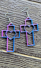 3D Print Christian Cross Faith Earrings Made in America Baha Ranch Western Wear