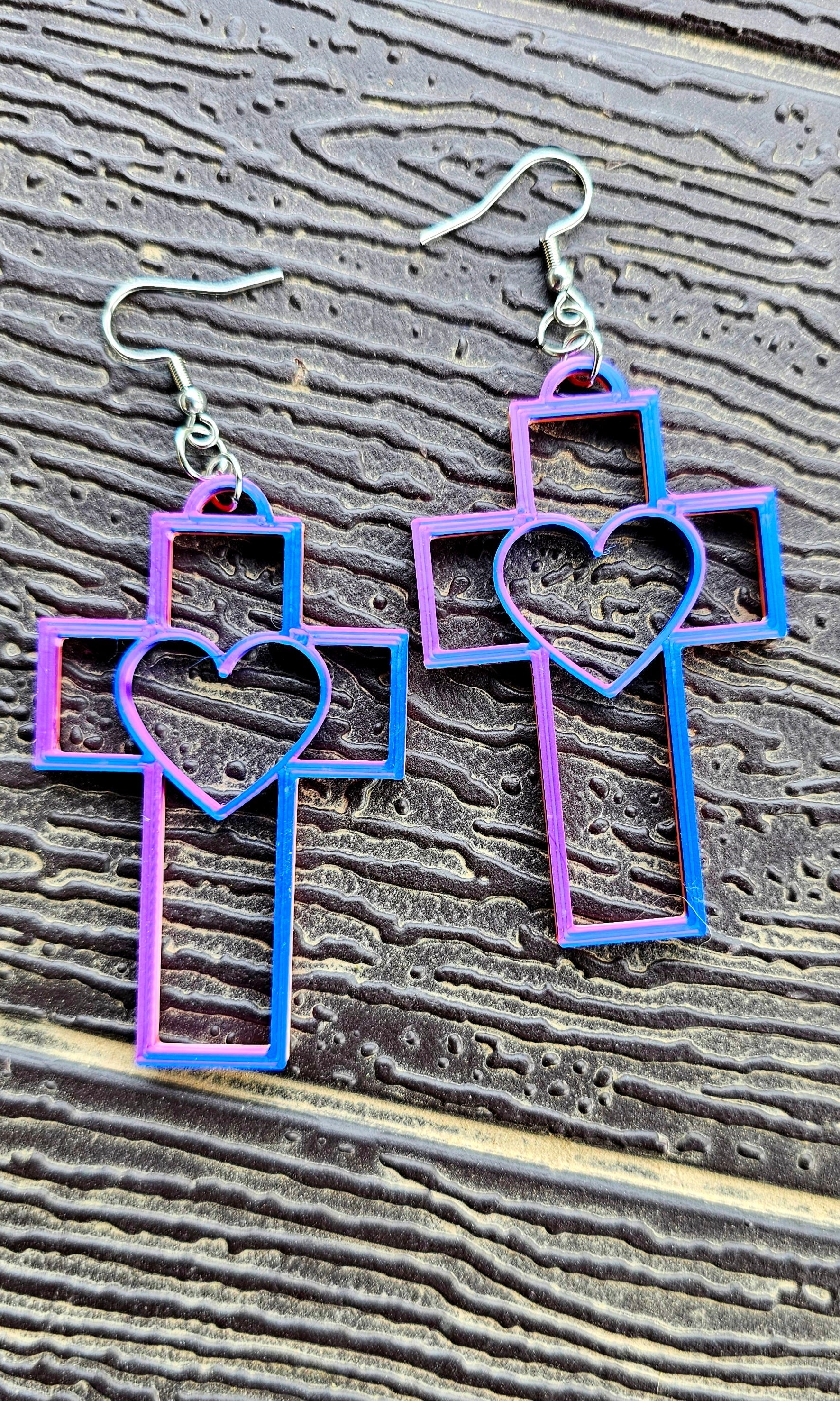 3D Print Christian Cross Faith Earrings Made in America Baha Ranch Western Wear