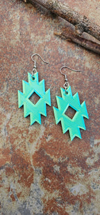 3D Print Southwestern Aztec Boho Earrings Choice of Colors Made in America Baha Ranch Western Wear