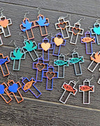 3D Print Christian Cross Faith Earrings Made in America Baha Ranch Western Wear