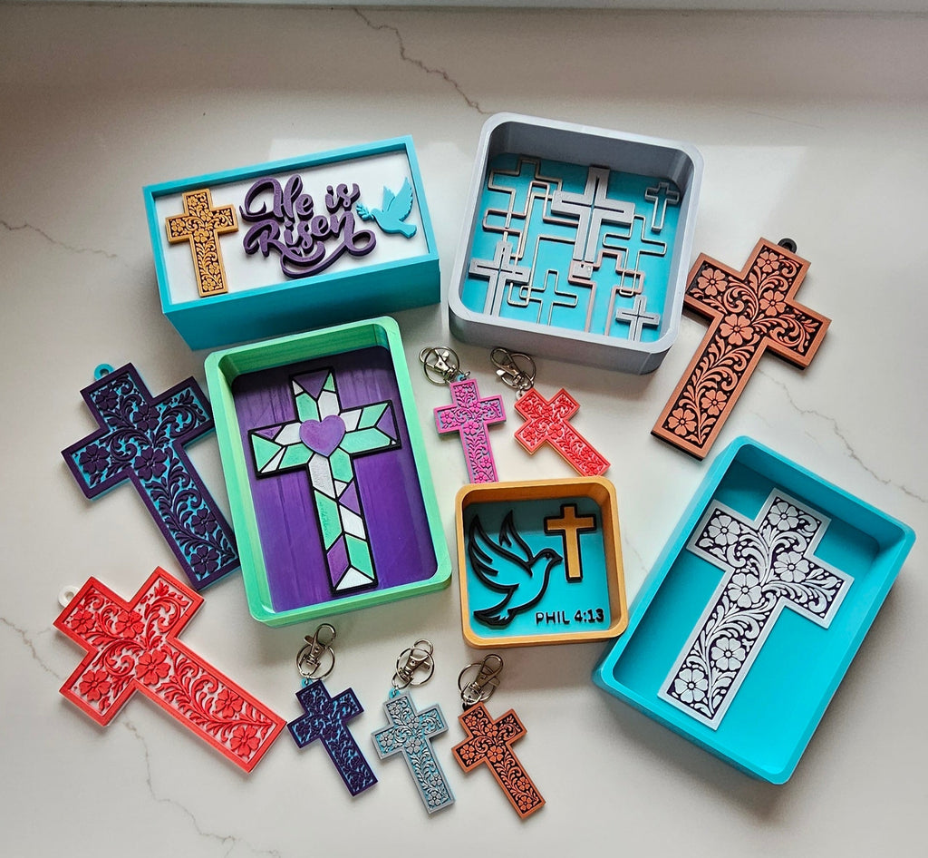 Baha Ranch 3D Faith Tooled Wall Cross or Keychain/Purse Charm Made in America Baha Ranch Western Wear