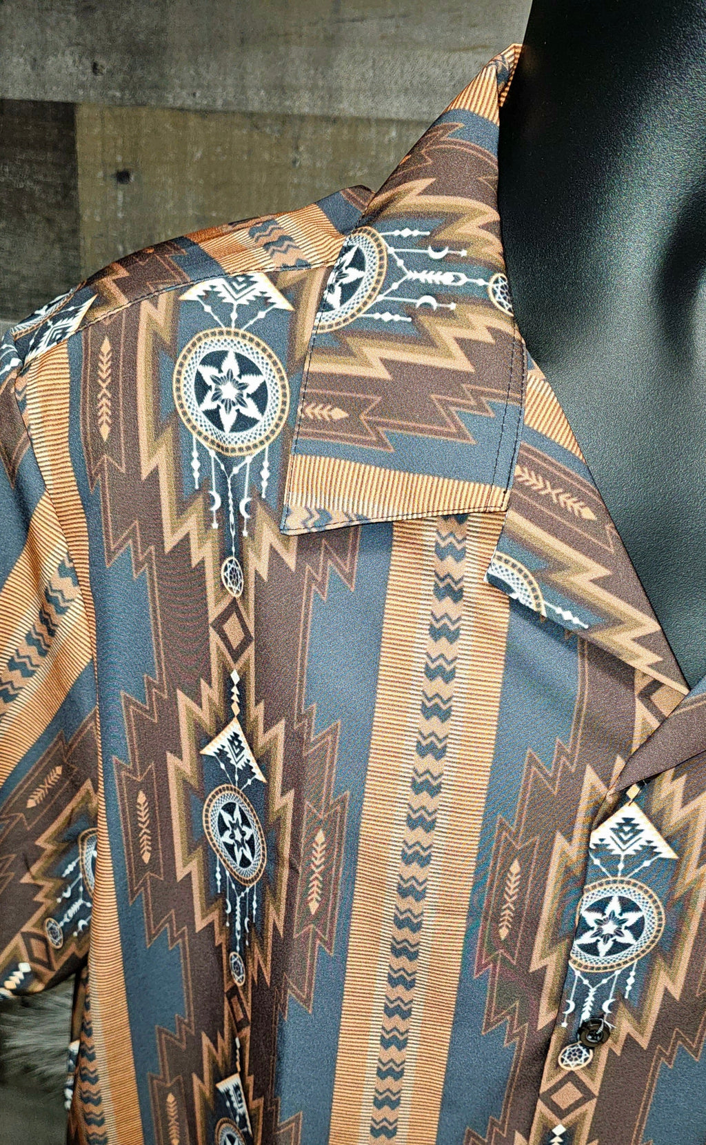 Baha Ranch Mocha Aztec Hawaiian Shirt Made in America Baha Ranch Western Wear