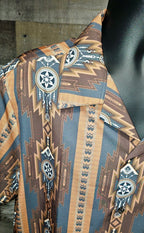 Baha Ranch Mocha Aztec Hawaiian Shirt Made in America Baha Ranch Western Wear