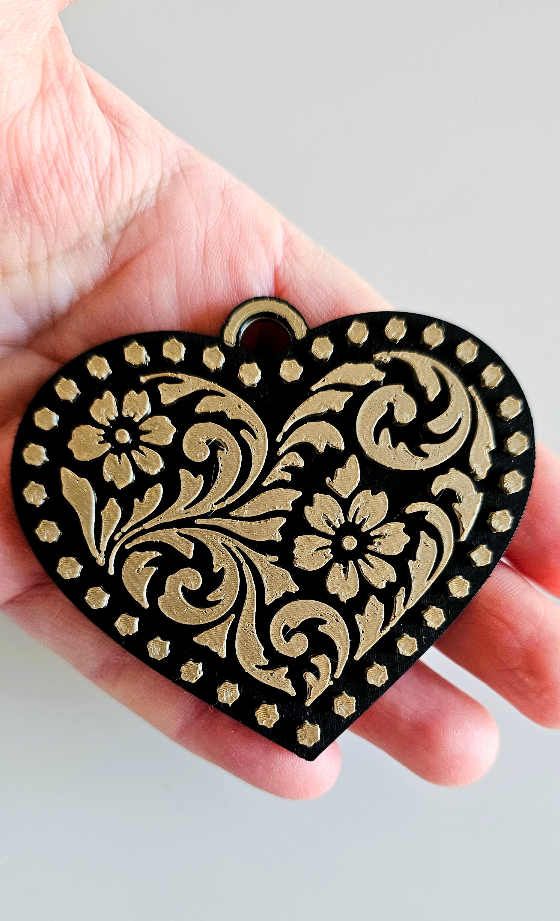 3d Printed Tooled Cowboy Cowgirl Heart  Keychain or Purse Charm Baha Ranch Western Wear