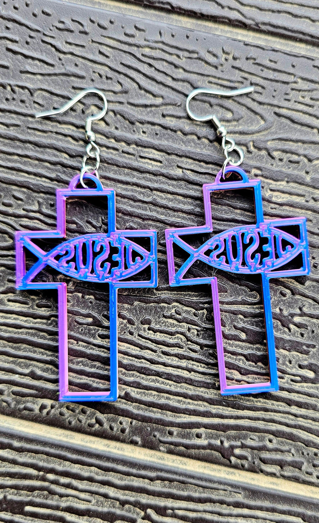 3D Print Christian Cross Faith Earrings Made in America Baha Ranch Western Wear
