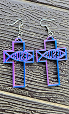 3D Print Christian Cross Faith Earrings Made in America Baha Ranch Western Wear