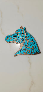 Baha Ranch Year of the Horse Tooled 3d Print Bookmark Keychain Hatpin Magnet Purse Charm Made in America Baha Ranch Western Wear