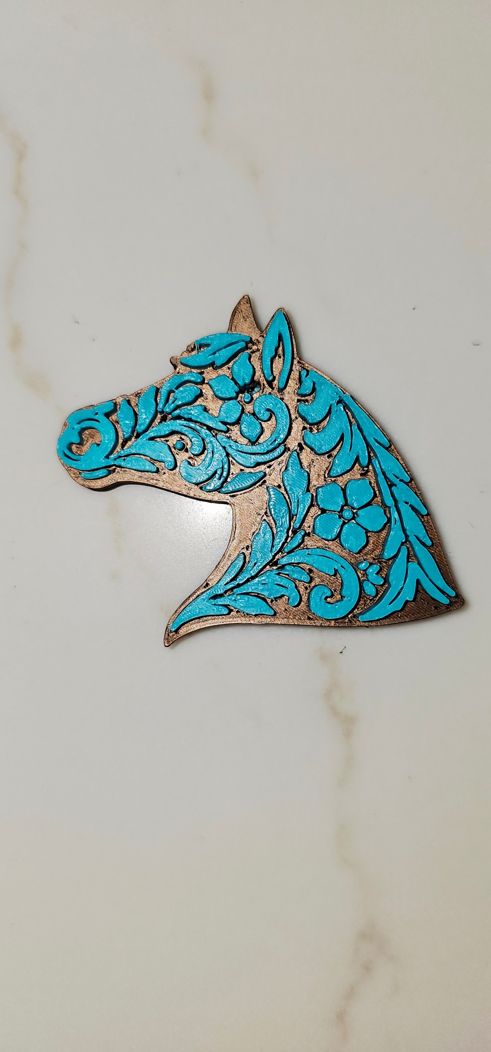 Baha Ranch Year of the Horse Tooled 3d Print Bookmark Keychain Hatpin Magnet Purse Charm Made in America Baha Ranch Western Wear