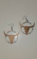 3D Print Longhorn Texas Ranch Western Barbwire Lightweight Earrings Made in America Baha Ranch Western Wear