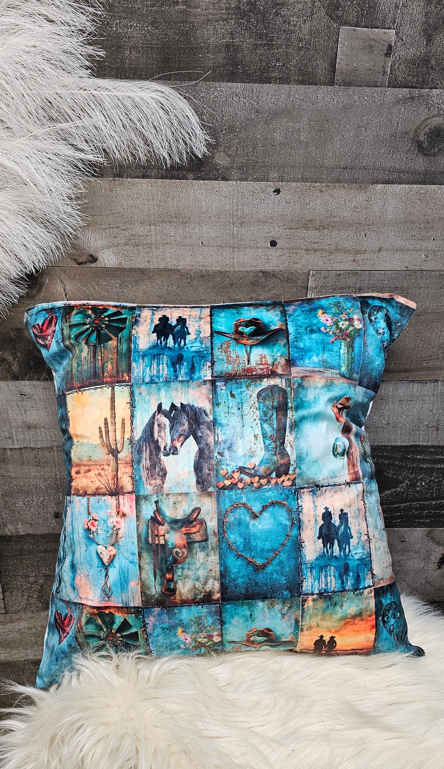 Baha Ranch turquoise Dreams Velvety Soft Pillow Case Made in America Baha Ranch Western Wear