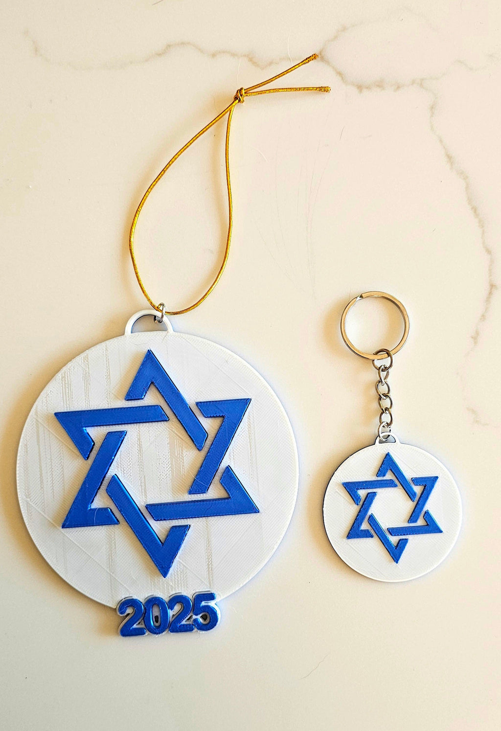 3D Print Israel Flag Star of David Ornament or Keychain Baha Ranch Western Wear