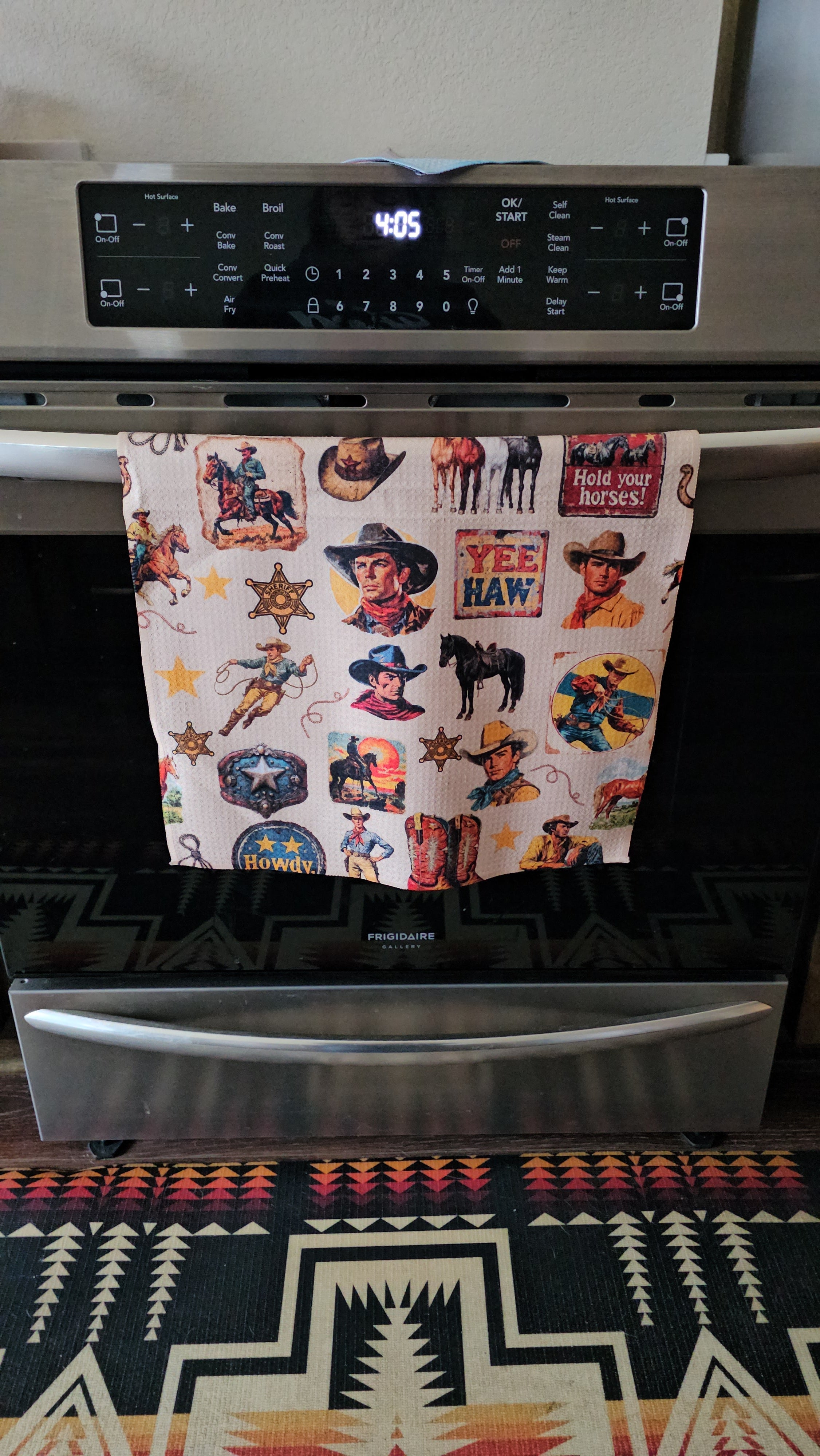Vintage Cowboy Set of 4 Kitchen Dish Towels Made in America Baha Ranch Western Wear