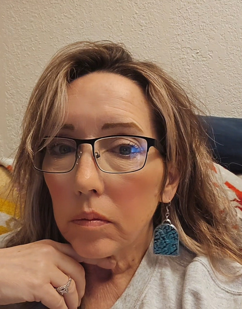 3D Print Western Tooled Turquoise  Earrings Made in America Baha Ranch Western Wear