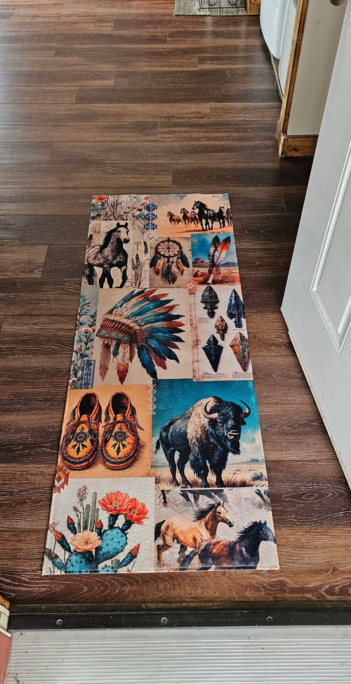 Baha Ranch Bohemian Southwest Floor Rug Runner Indoor 60" x 22" Made in America Baha Ranch Western Wear