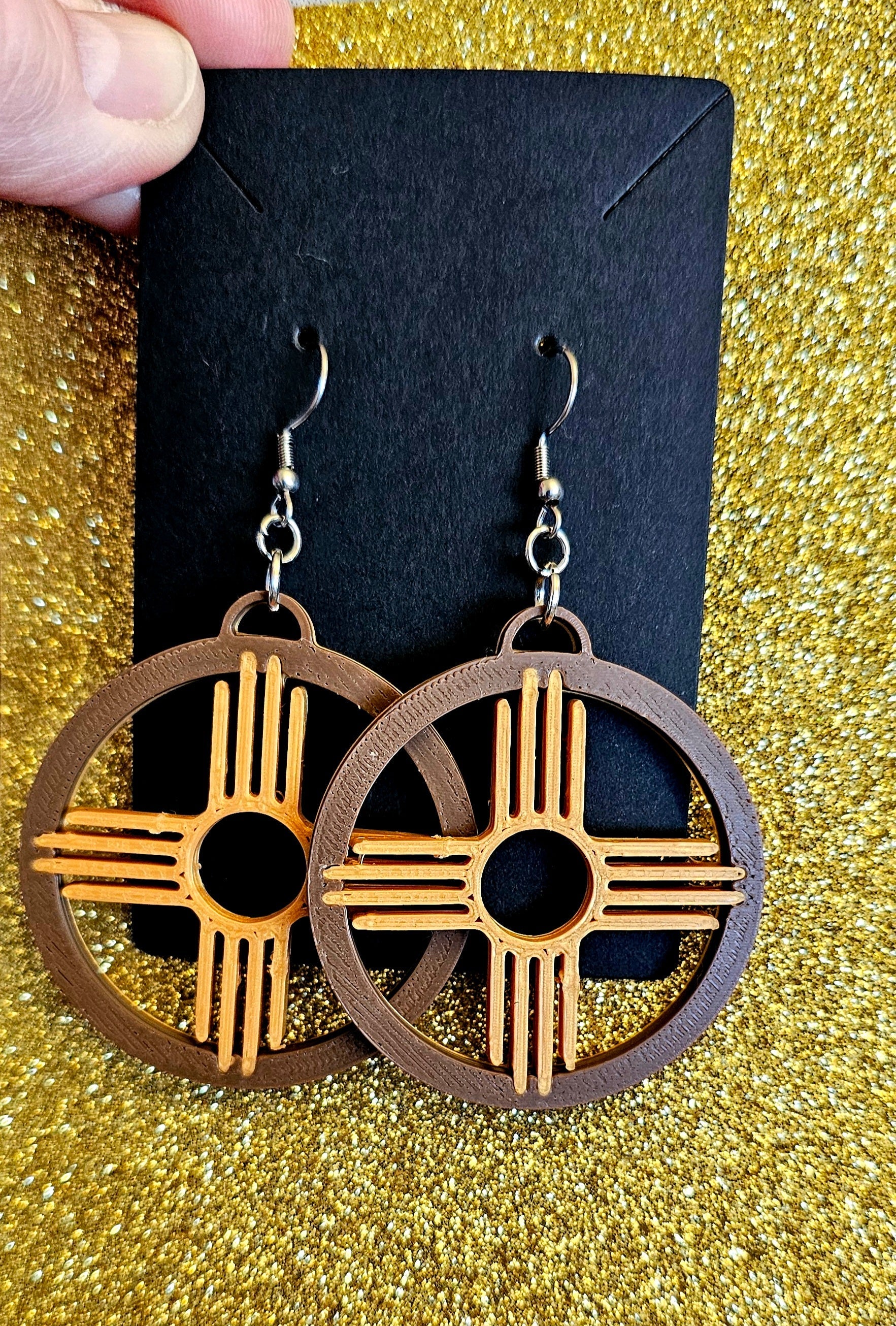 3D Print Zia New Mexico Cactus Earrings Made in America Baha Ranch Western Wear
