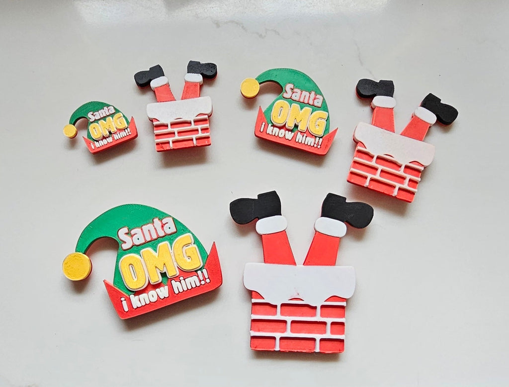set of 2 Santa Elf I Know Him Hat Magnets Christmas Made in America Choice of Sizes Baha Ranch Western Wear
