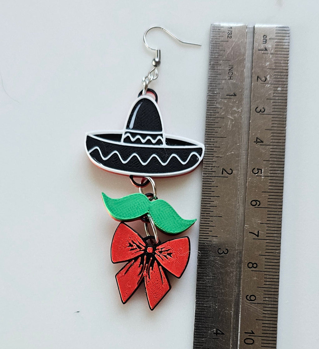 3D Print Mariachi Sombrero Earrings Made in America Baha Ranch Western Wear
