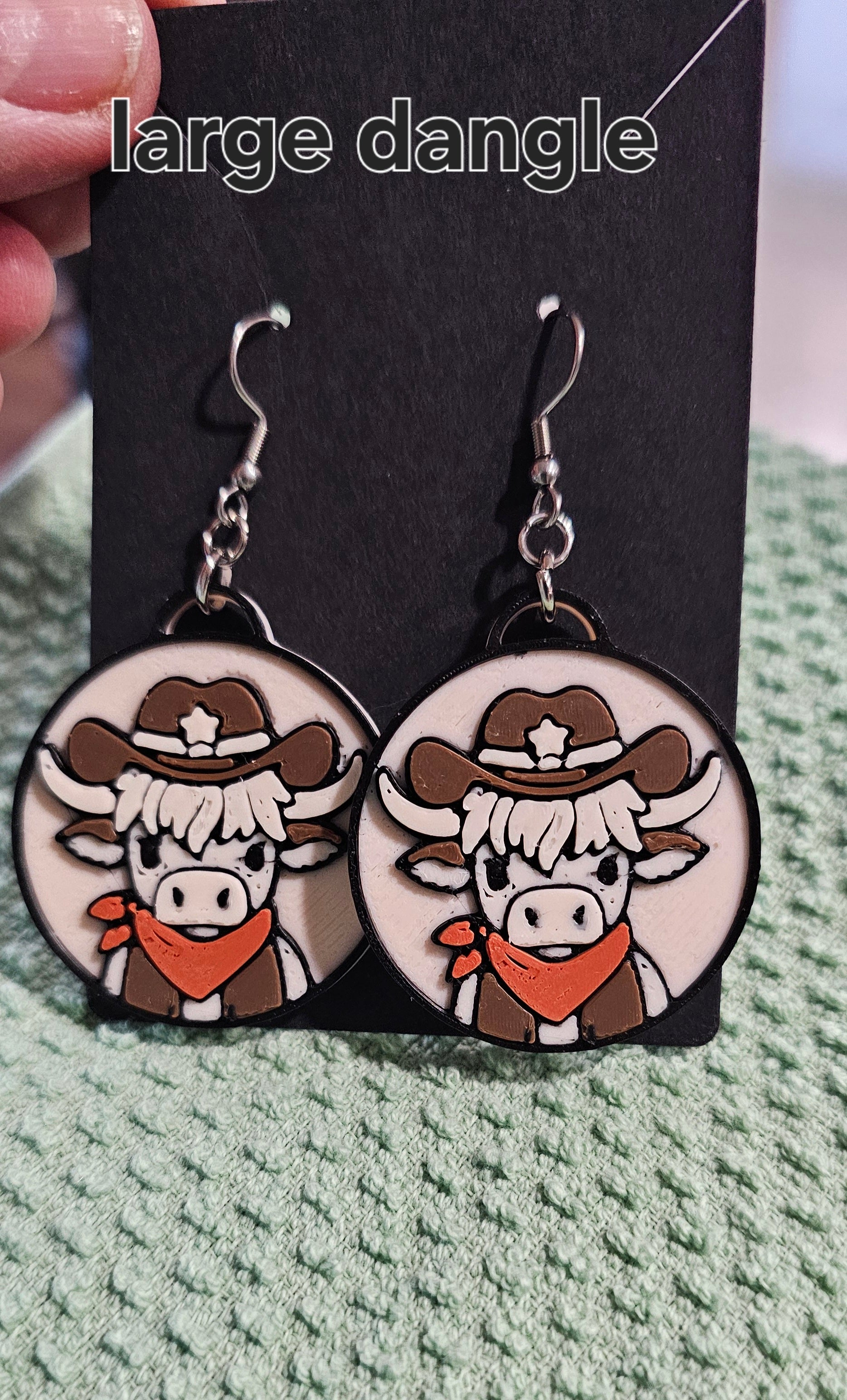 3d Western Cowgirl Cowboy Highland Cow Theme - Necklace, Purse Charm, Earrings, Keychain, Magnet Baha Ranch Western Wear
