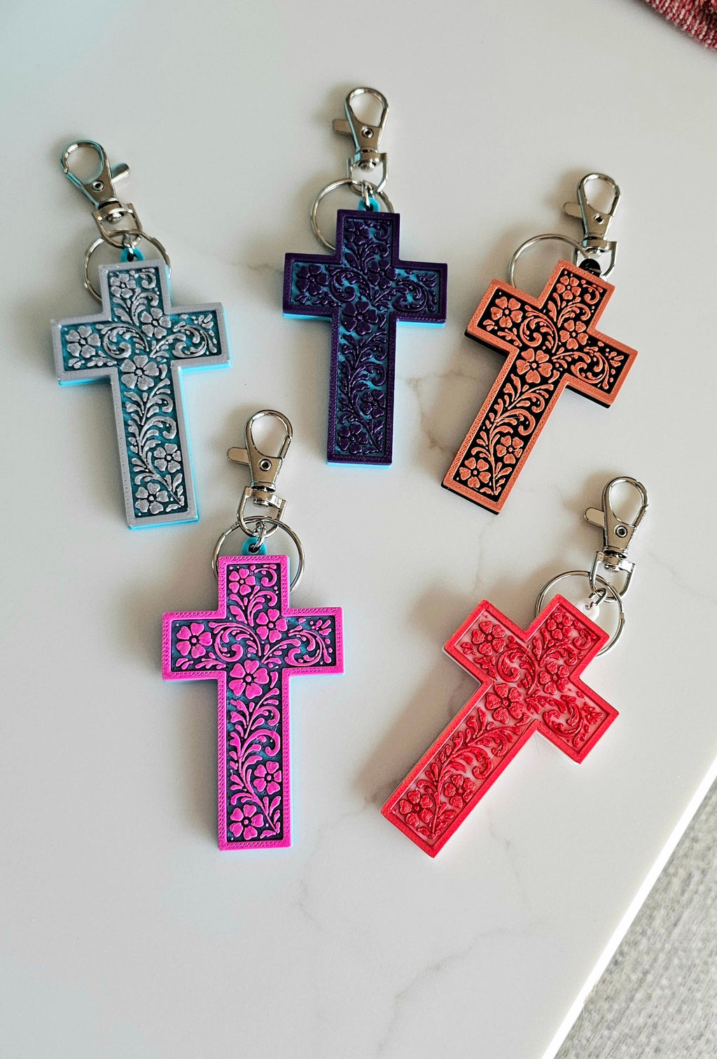 Baha Ranch 3D Faith Tooled Wall Cross or Keychain/Purse Charm Made in America Baha Ranch Western Wear