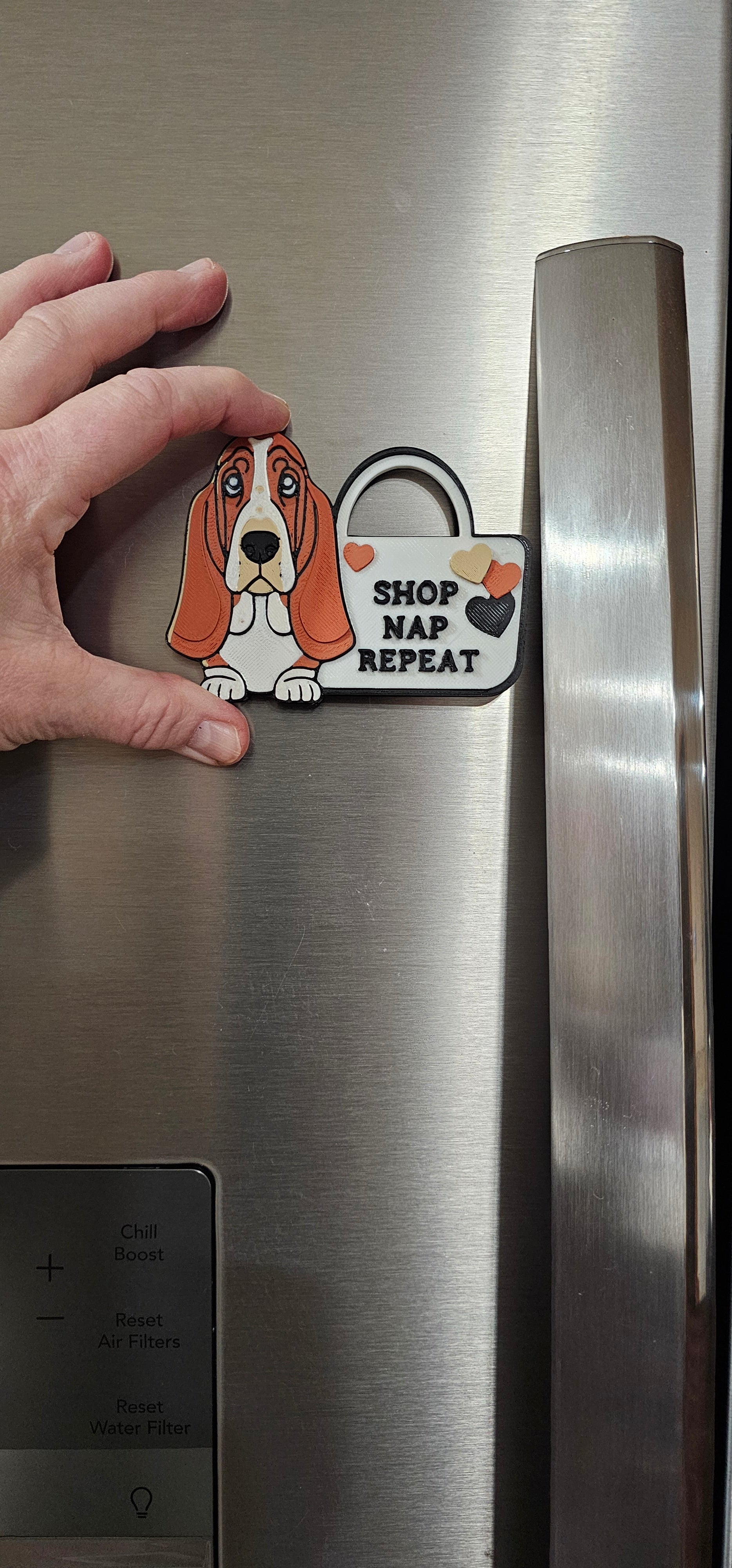 3d Print Basset Hound Cute Funny Shopping Hat Pin or Magnet Baha Ranch Western Wear