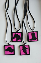 3D Print Picture Necklace on Deerskin Leather Western Cowboy Horse Hat Boot Made in America Baha Ranch Western Wear