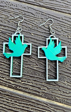 3D Print Christian Cross Faith Earrings Made in America Baha Ranch Western Wear