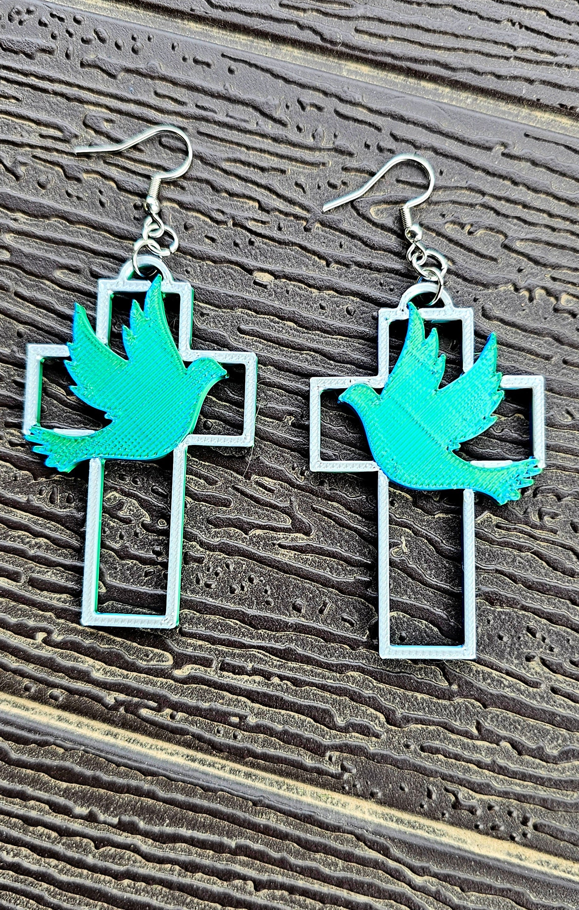3D Print Christian Cross Faith Earrings Made in America Baha Ranch Western Wear
