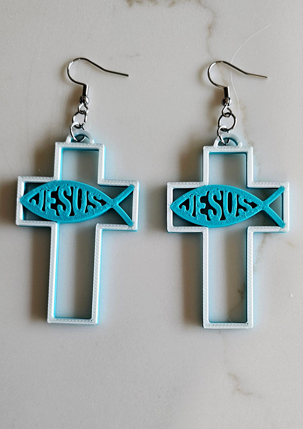 3D Print Christian Cross Faith Earrings Made in America Baha Ranch Western Wear