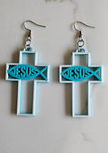 3D Print Christian Cross Faith Earrings Made in America Baha Ranch Western Wear