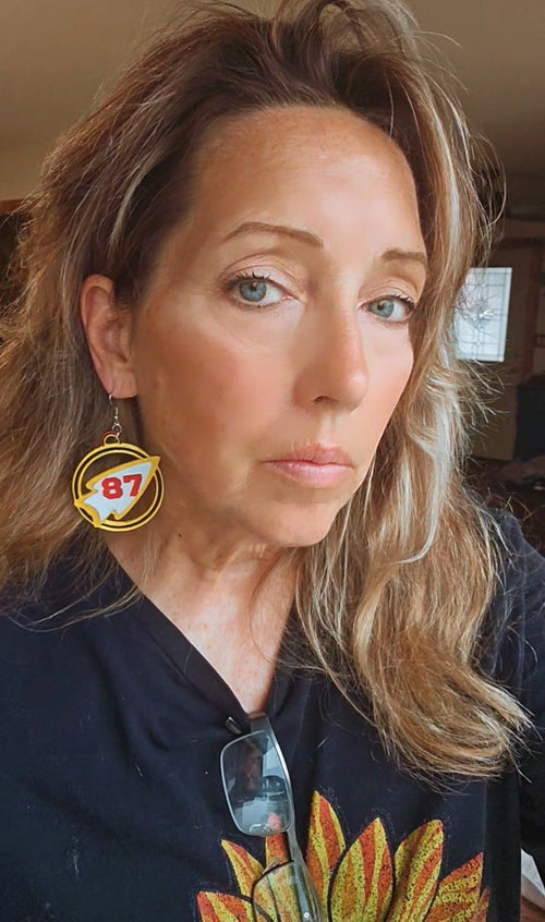 3D Print Kansas City Travis 87 Arrowhead Chiefs Earrings Kelce Made in America Baha Ranch Western Wear