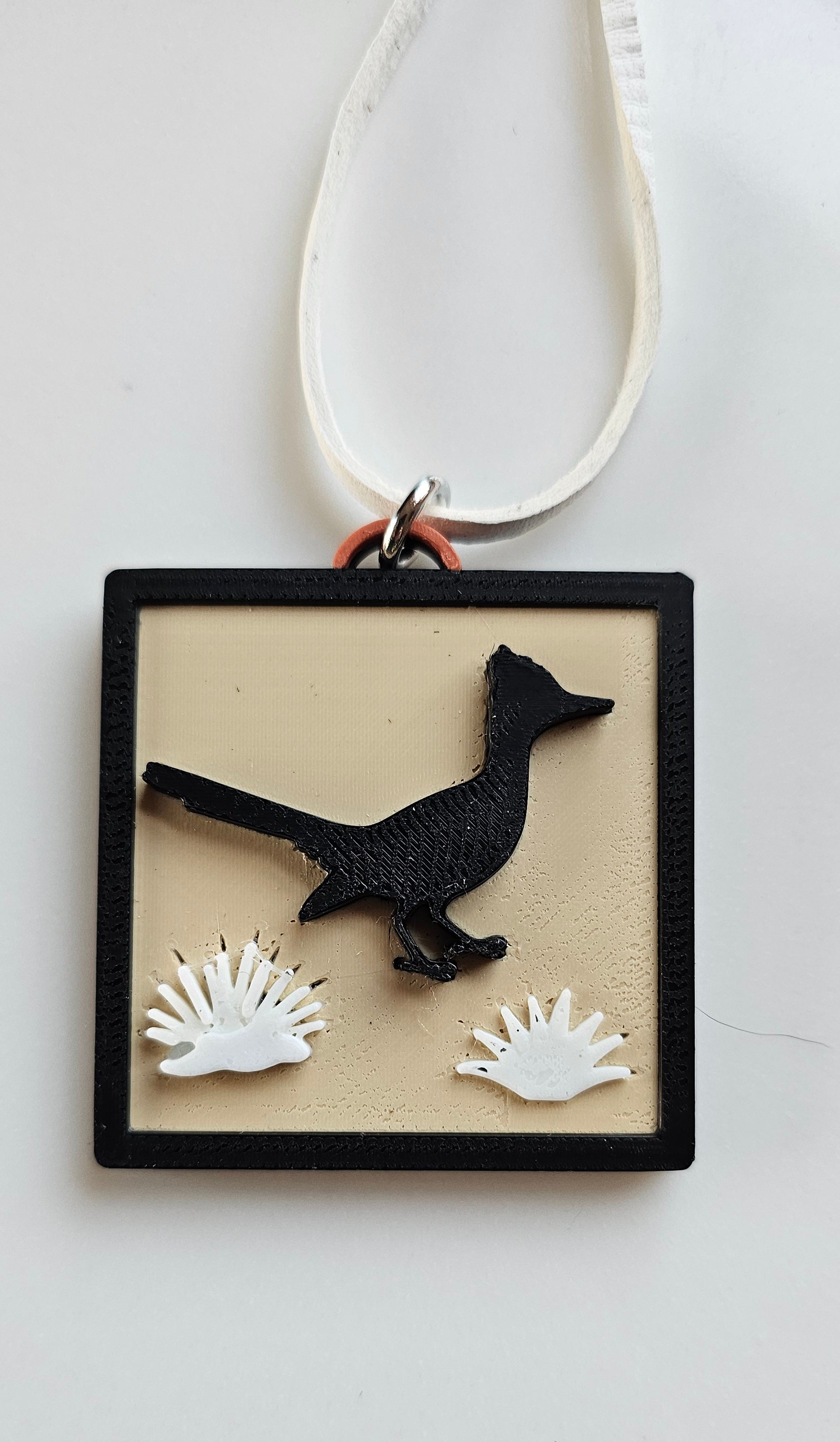 3D Print Picture Necklace on Deerskin Leather Western Bull Skull Desert Cactus Made in America Baha Ranch Western Wear