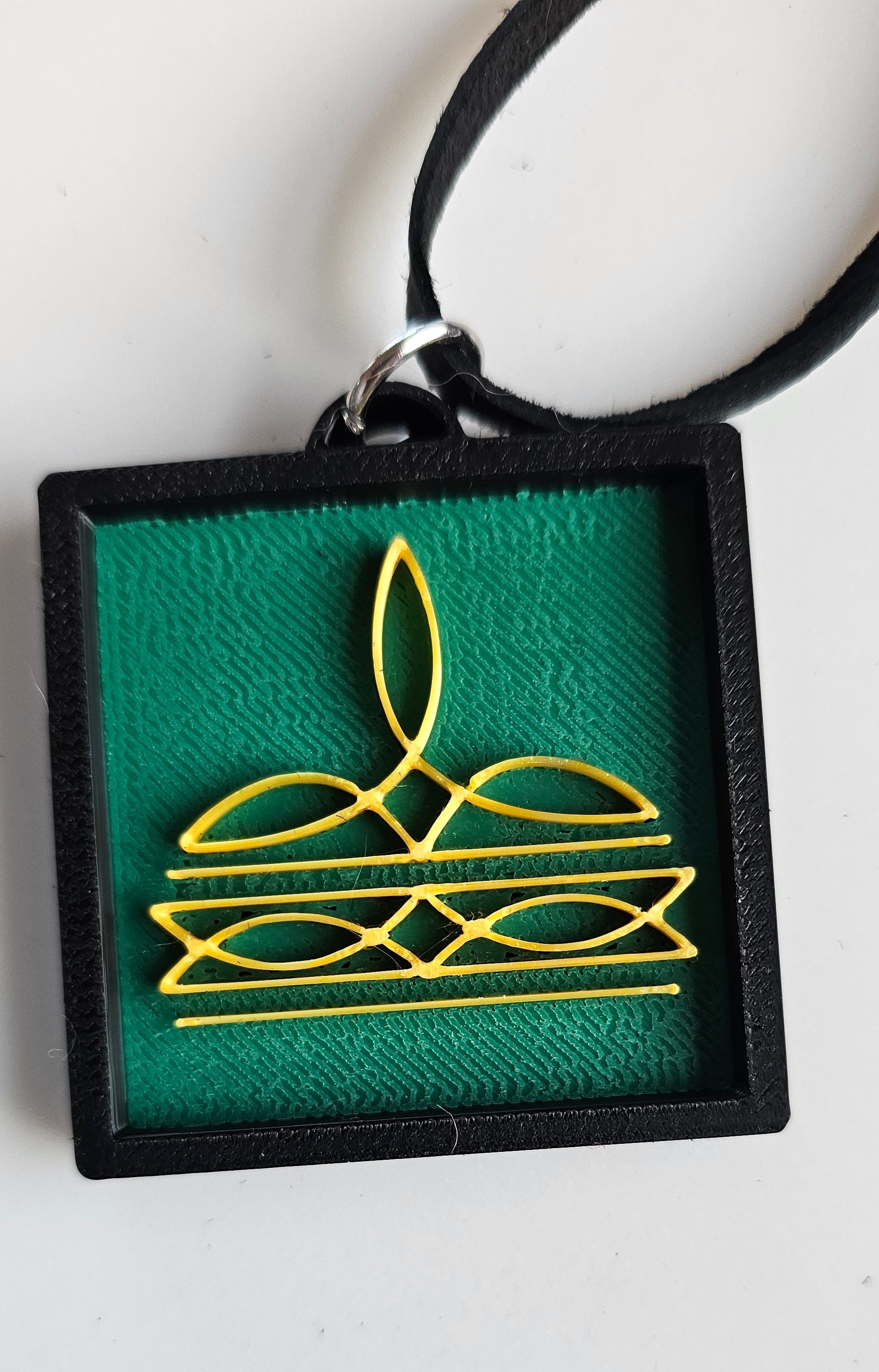3D Print Picture Necklace on Deerskin Leather Western Bootstitch Made in America Baha Ranch Western Wear
