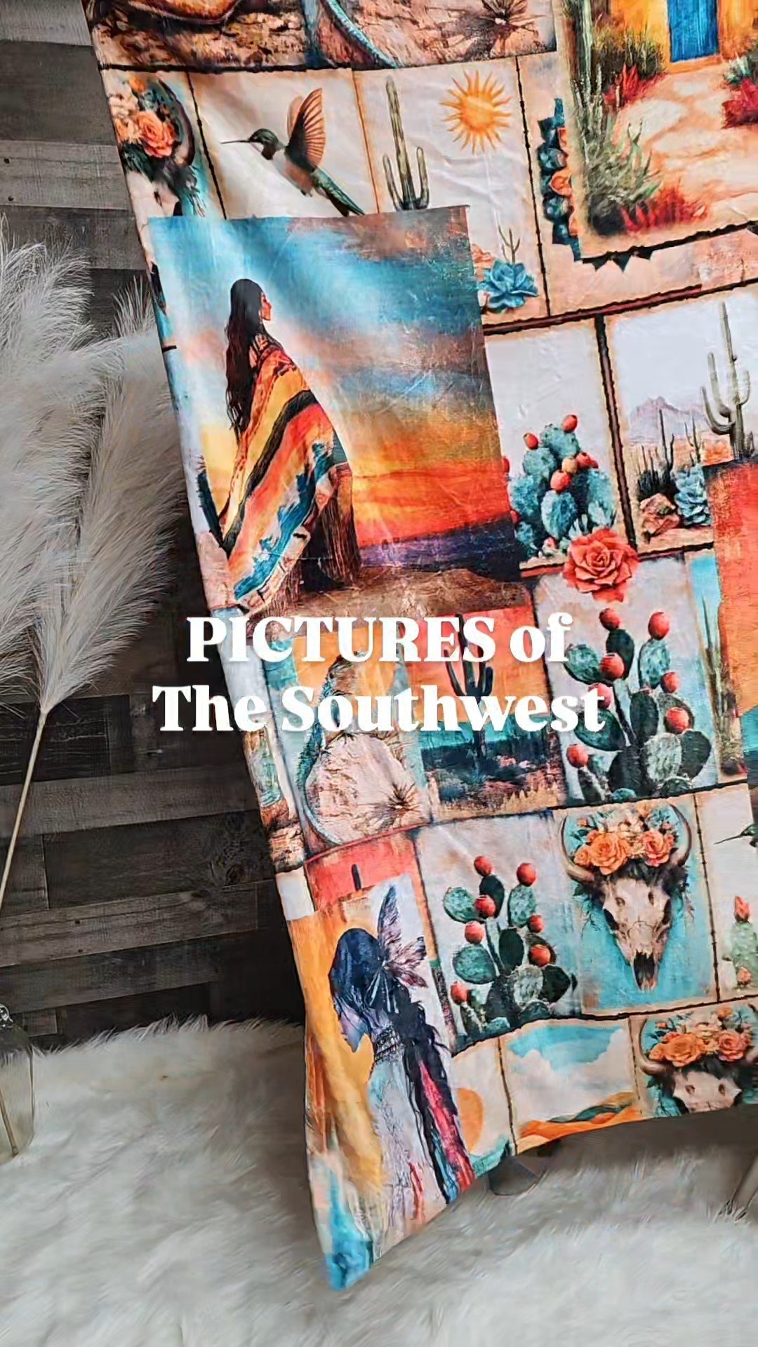 Baha Ranch Colores De Mexico Pictures of the Southwest 60" x 80" Throw Blanket Made In America Baha Ranch Western Wear