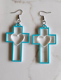 3D Print Christian Cross Faith Earrings Made in America Baha Ranch Western Wear