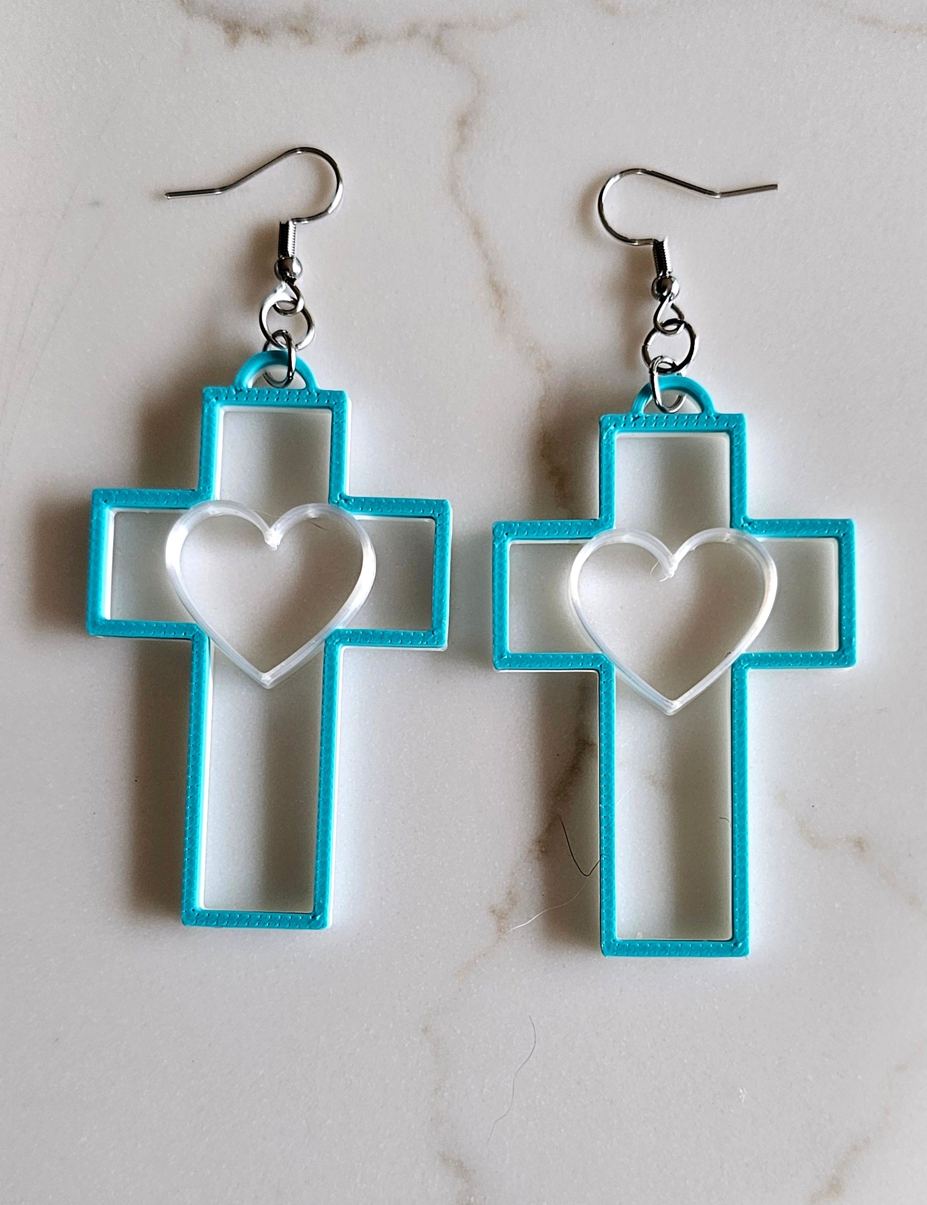 3D Print Christian Cross Faith Earrings Made in America Baha Ranch Western Wear