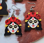 3D Print Mexico Theme Día de los Muertos Day of The Dead Sugar Skull Keychain or Earrings Baha Ranch Western Wear