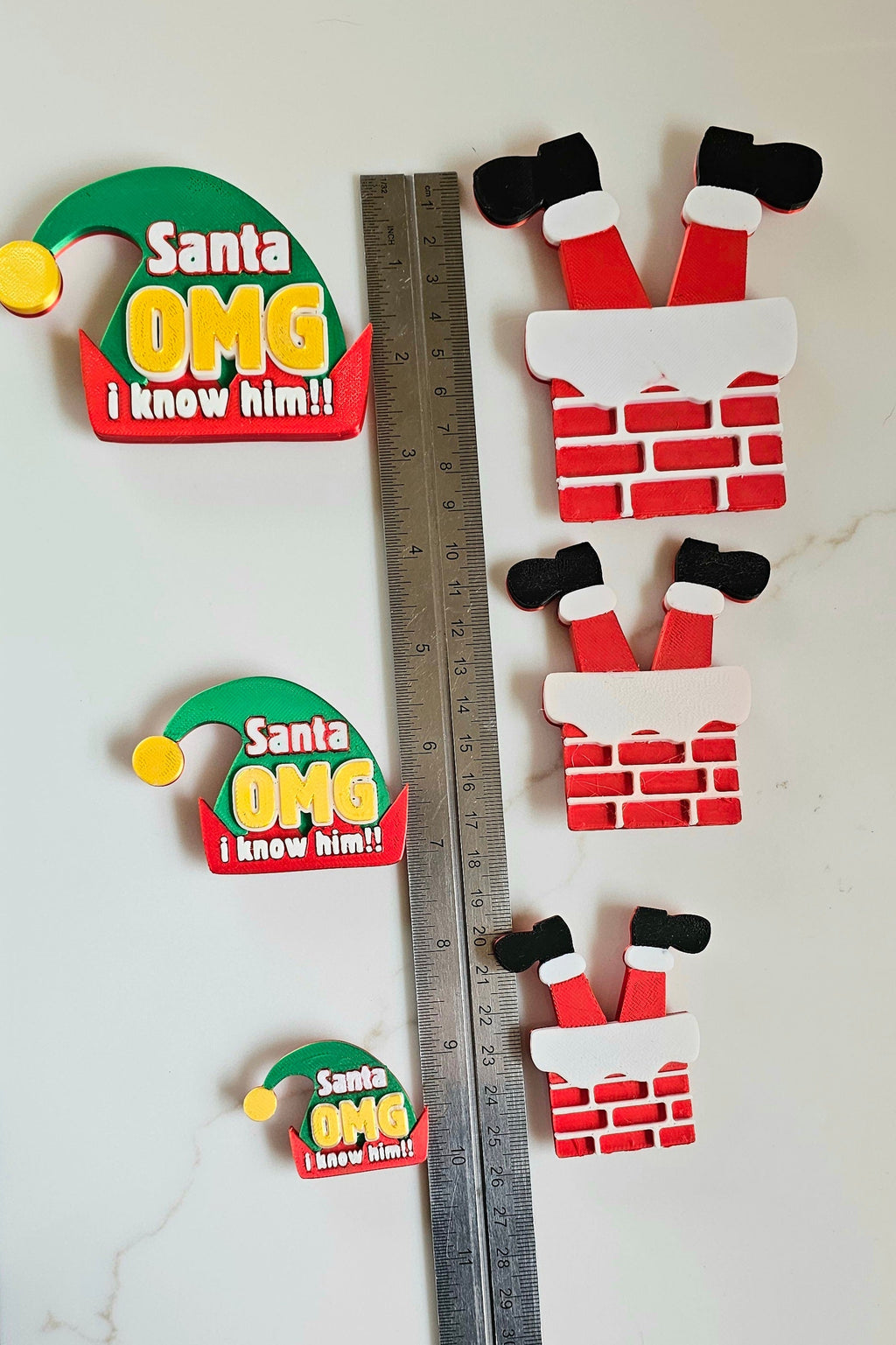 set of 2 Santa Elf I Know Him Hat Magnets Christmas Made in America Choice of Sizes Baha Ranch Western Wear