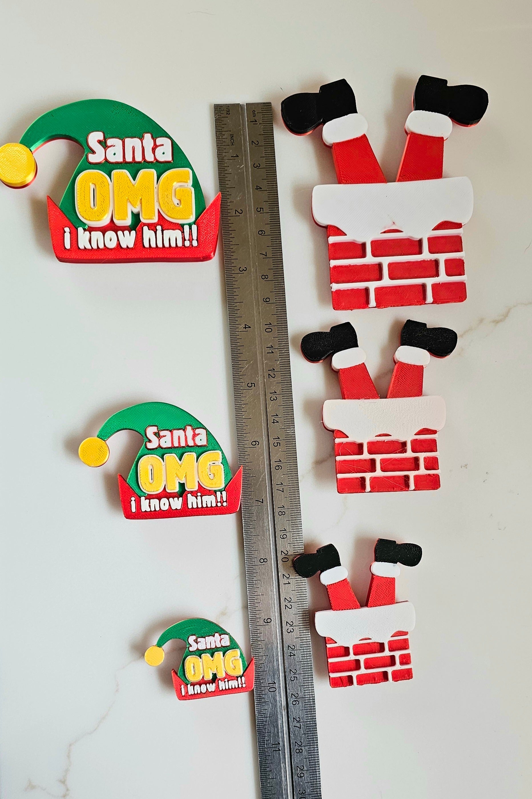 set of 2 Santa Elf I Know Him Hat Magnets Christmas Made in America Choice of Sizes Baha Ranch Western Wear
