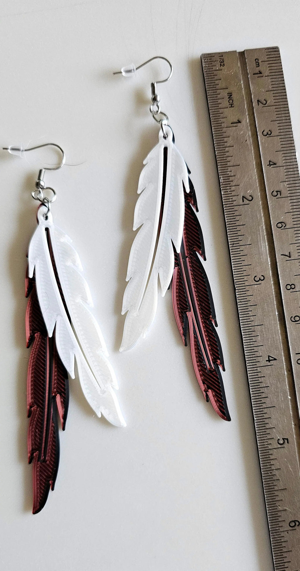 3D Print Double Feather Boho Earrings Made in America Baha Ranch Western Wear