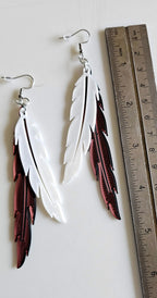 3D Print Double Feather Boho Earrings Made in America Baha Ranch Western Wear