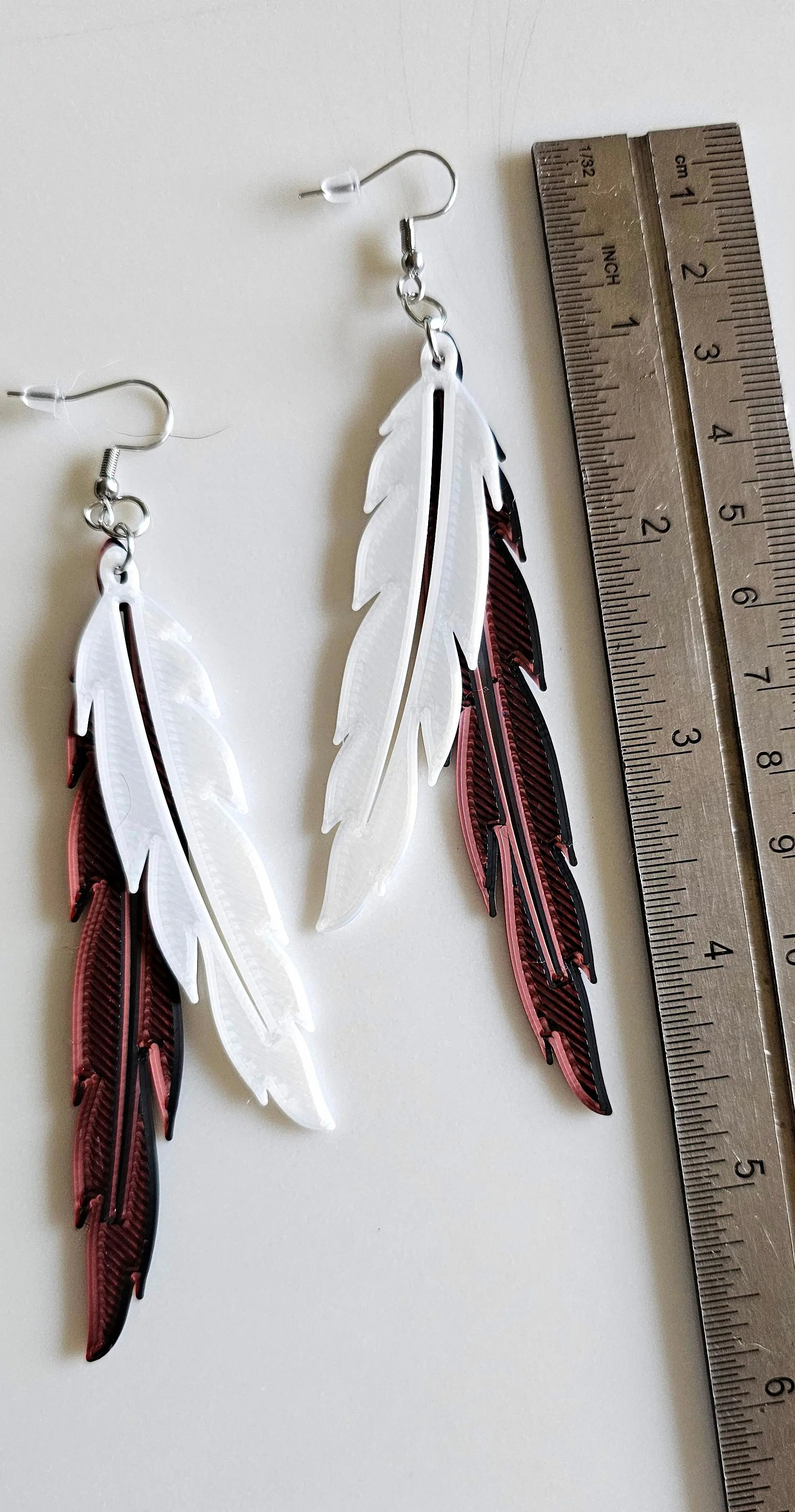 3D Print Double Feather Boho Earrings Made in America Baha Ranch Western Wear