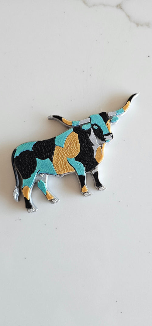 Baha Ranch 3D Print Turquoise Longhorn Made in America Keychain Magnet Purse Charm Baha Ranch Western Wear